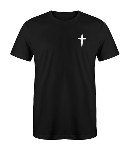 Faith Christian Cross T-Shirt Black White Gold Silver Unisex Men Women Teen Cotton Blend Graphic Tee Jesus Scripture Gift - color: Black/White, size: Large