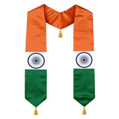 Class of 2026 Graduation Stole Flag Sash with Gold Tassels 72 Inch for High School College University Ceremony - color: India