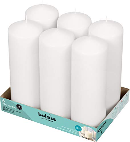 BOLSIUS 6 White Pillar Candles Bulk - 3x9 Inches Candle Set - 116+ Hours Clean Burning - No Palm Oil - 0% Animal Fat - Premium European Quality - Unscented Dripless Any Occasion Pillars - size: 3x9 Inches, style: 6 Count