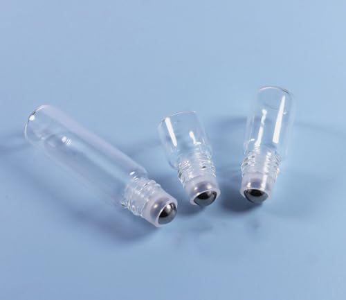 20 Pack Set 1ML Mini Sample Roll Glass Bottles for Essential Oils Roller Refillable Perfume Roll Bottle (Pure-Sliver) - color: Pure-Sliver