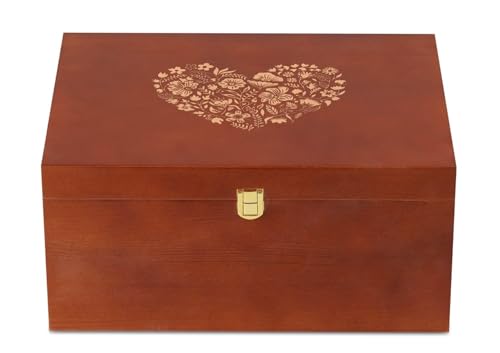 InnoBeta Heart Large Keepsake Boxes with Lid, Wooden Storage Boxes, Decorative Organizer with Lid for Housewarming, Christmas, Birthday, Memory Treasure