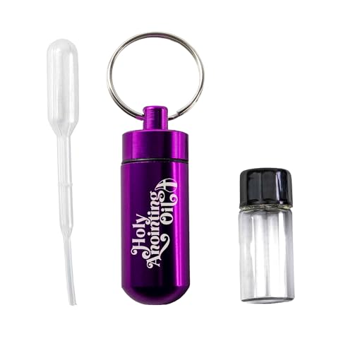 Logos Trading Post Anointing Oil Bottle with Purple Keychain Container - color: Purple