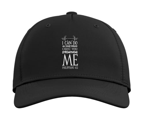 Can Do All Thing Through Christ Bible Verse Church Camp VBS Adjustable Baseball Hat - color: Black