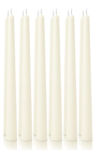 12pk 10" Classic Taper Candles, Ivory, 7-8 Hours Long Burning, Unscented Tall Candlesticks - color: Ivory, size: 12PK
