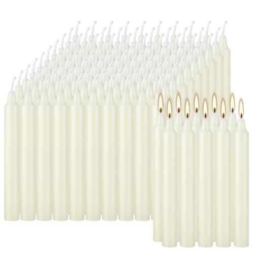 100 Pack Ivory Taper Candles 4 Inch, Unscented Dripless Mini Dinner Candles with Cotton Wick, Smokeless Premium Wax for Wedding, Party, Home Decor & Rituals - color: 4"100pcs-Ivory
