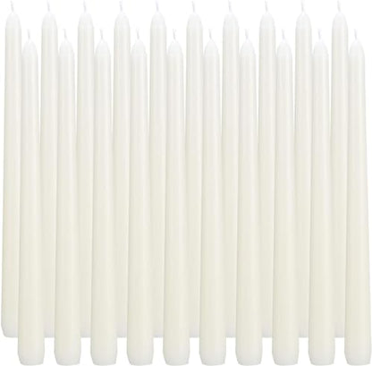 20pcs 10-inch iorvy Taper Candles Unscented and Smokeless, Long Burning 7-8 Hours Time for Daily, Wedding,Table,Fireplace - color: lvory-10"20pcs