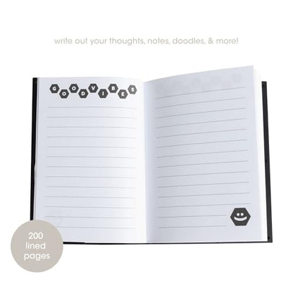 Pearhead Letterboard Composition Notebook, Customizable Silicone Cover Fidget Journal with Letters & Symbols, Lined Pages for Notes, School, Planning & Writing, Black & White - color: Black & White Letterboard Journal