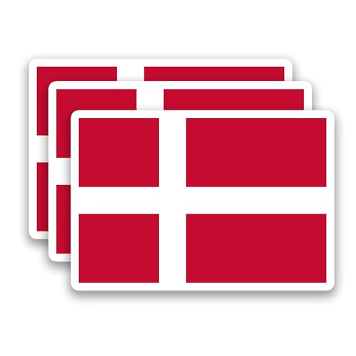 (3Pcs) Denmark Flag Stickers, Danish Sticker Dane National Flag Vinyl Decal - color: Denmark