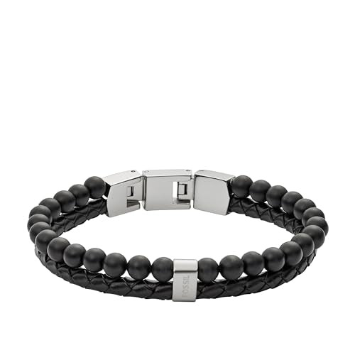 Fossil Men's Beaded Bracelet - color: Black