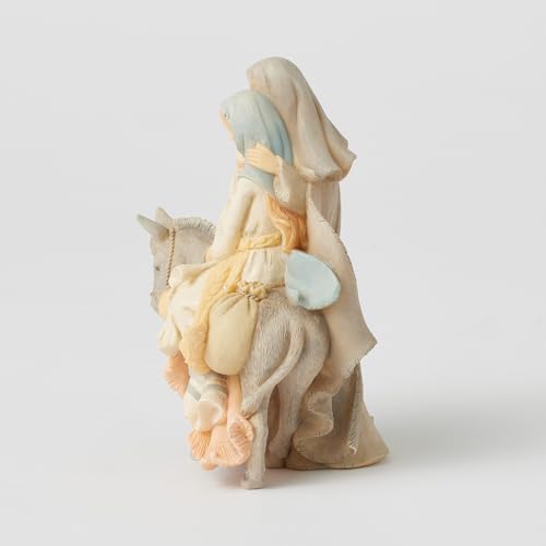 Enesco Foundations the Holy Family with a Donkey Figurine, 5.16 Inch, Multicolor