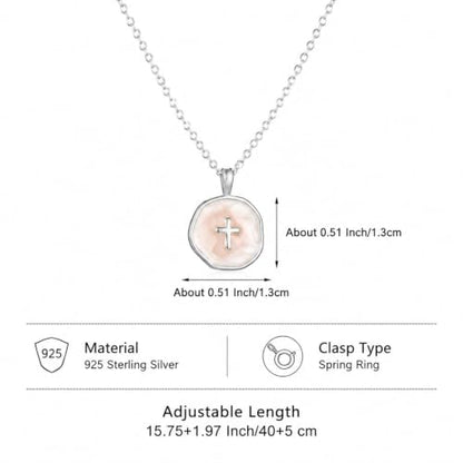 925 Sterling Silver Mother of Pearl Cross Necklace for Women - color: Silver-White
