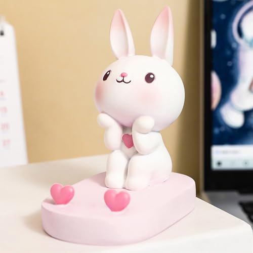 SIQITECHNO Cute Bunny Cell Phone Stand Holder Universal Resin Rabbit Smartphone Stand Desktop Phone Holder Funny Animal Statue Mobile Phones Tablet Stands Creative Desk Ornament for Home Office Desk - color: Sit