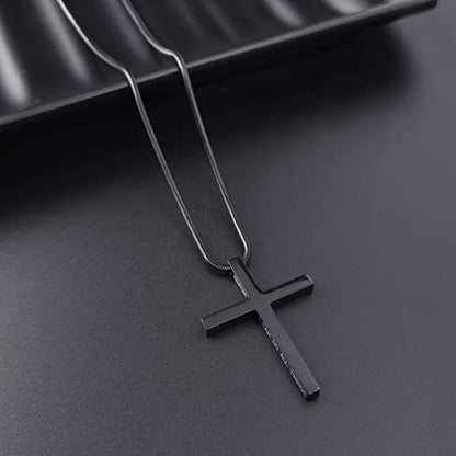 Cross Necklace for Men Christmas Gift Cross Pendant Strength Bible Verse Stainless Steel Necklaces - style: WHERE GOD GUIDES HE PROVIDES