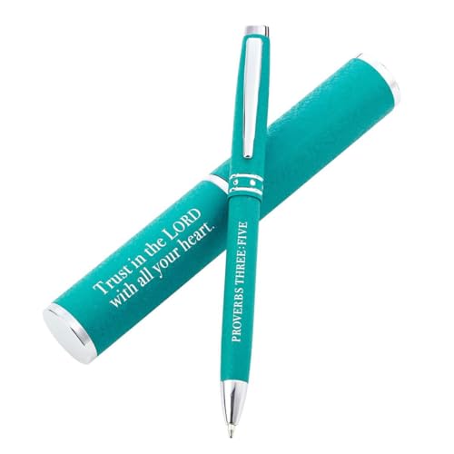 Christian Art Gifts Stylish Classic Teal Ballpoint Pen with Matching Gift Case for Women, Proverbs 3:5 'Trust in the Lord' - color: Teal/Trust in the Lord, size: 1 Count (Pack of 1)