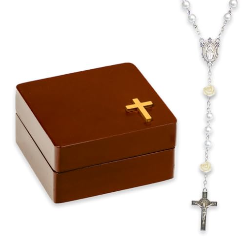 Baby Baptism Gifts for Girl, Catholic Baptism Gifts for Boys,Kids Rosary Beads Catholic, Baby Baptism Gifts Boy, Catholic Rosary for Women, Christening Gifts for Girls (Brown) - color: Brown