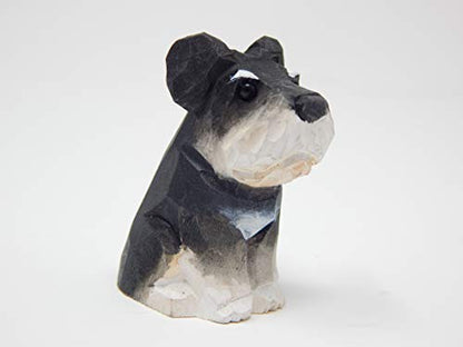 Selsela Schnauzer Terrier Dog Puppy Figurine Miniature Wooden Carving Statue Home Decor Small Animals Pet Canine Hound - style: Schnauzer Terrier Dog