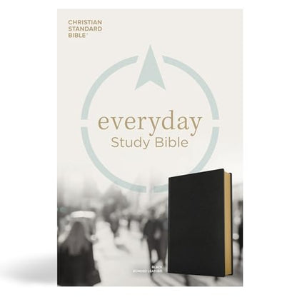 CSB Everyday Study Bible, Black Bonded Leather, Black Letter, Study Notes and Commentary, Illustrations, Articles, Charts, Easy-to-Carry, Easy-to-Read Bible Serif Type