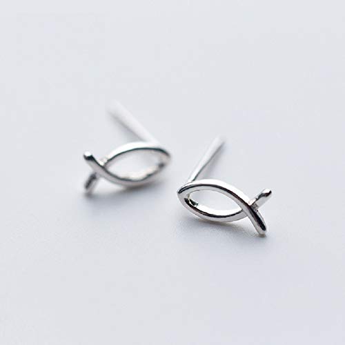 Cute Fish Sterling Silver Tiny Stud Earrings for Women Hypoallergenic Minimalist Ichthus
