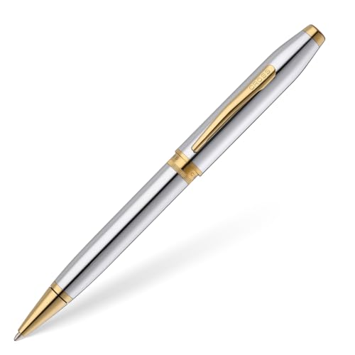 Cross Foundry Polished Chrome Gold Ballpoint Pen, Medium Point, Black Ink - color: Polished Chrome with gold