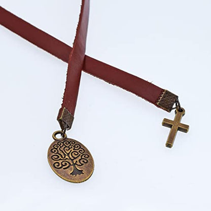 BLBMH Leather Bible Ribbon Bookmark, Tree of Life Cross Book Mark -LB1 - color: Alb1