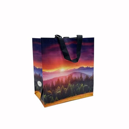 Earthwise Reusable Grocery Bags – Foldable & Water‑Resistant Shopping Bags, Gift Totes, Durable Multi‑Use Eco Bags (5 Pack) - color: Sunset