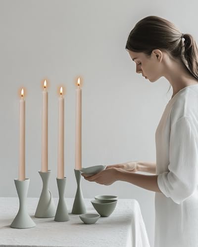 Sahara Beige Taper Candles Ribbed Dripless Tapered Candles Ideal as Dinner Candle Smokeless and Unscented Candle Sticks Long Burning,10.5 inch,Set of 12 - color: Ribbed10.5''-Sahara Beige