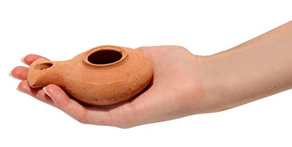 Herodian Biblical Clay Oil Lamp - Classic Brown Ancient Replica with Certificate of Authenticity- Handmade Holy Land Judaica and Christian Faith Gift - color: Herodian - Biblical Brown