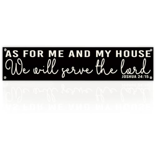 Christian Wall Decor, As For Me And My House We Will Serve The Lord Sign, Christian Home Decor Banner, Scripture Hanging Sign for Front Door Porch Living Room, Faith Family Decoration, 48 x 9 Inches - color: color_name06