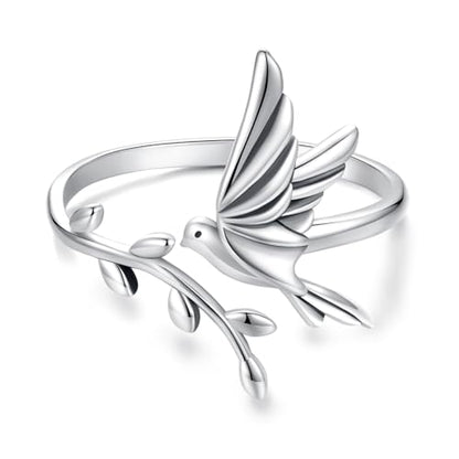 MUNDELL Blue Turtle Koi Fish Adjustable Ring Bird Animal Open Ring Seahorse Chameleon Wrap Finger Rings for Women Statement Ring - color: Silver Grey