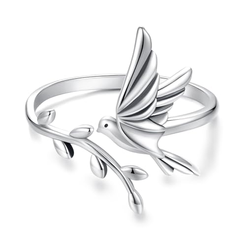 MUNDELL Blue Turtle Koi Fish Adjustable Ring Bird Animal Open Ring Seahorse Chameleon Wrap Finger Rings for Women Statement Ring - color: Silver Grey