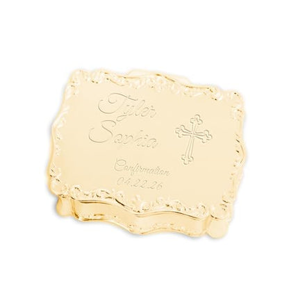 Cherished Moments Personalized Confirmation Rectangle Jewelry Box - color: Gold Confirmation