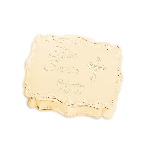 Cherished Moments Personalized Confirmation Rectangle Jewelry Box - color: Gold Confirmation