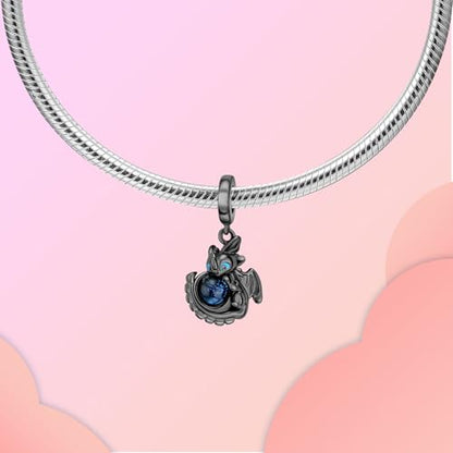 LUXILLA 925 Sterling Silver Charm Golden Family Tree Sparkling Cross Cute Dragon Charms Fits Bracelets Necklace Pendant Bead Jewelry Gift for Women Family Friends - color: Dragon Charm