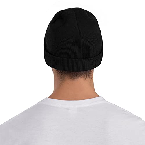 Skull and Crossbones Beanie Hats for Women Men, Funny Winter Warm Cozy Stretchy Knitted Cuffed Skeleton Cap - color: Black