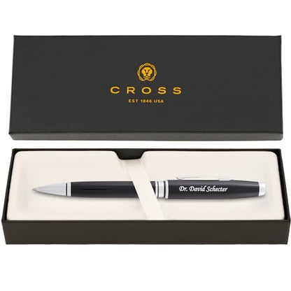 Cross Coventry Personalized Ballpoint Pen in Black Lacquer with Chrome Trim - color: Black