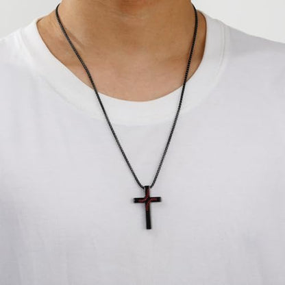 Baseball Bible Verse Cross Necklace for Boys Men, Stainless Steel Cross Pendant Baseball Game Day Christian Religious Jewelry Gifts for Teen Boys Kids - color: Black, style: PHILIPPIANS 19:26