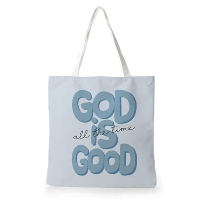 Preppy Coquette Pink Tote Bag, Trendy Shoulder Canvas Tote Bags, Durable Reusable Grocery Bag for Shopping and Travel - color: Blue God