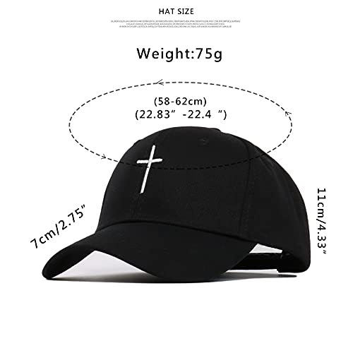 Cross Embroidery Baseball Cap,Adjustable Structured Dad Hat for Men Women Sun Hat - color: Black-1