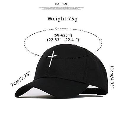 Cross Embroidery Baseball Cap,Adjustable Structured Dad Hat for Men Women Sun Hat - color: Black-1