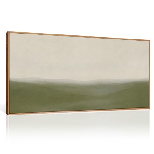 Aryroi Sage Green Abstract Landscape Framed Canvas Wall Art Set, Watercolor Neutral Minimalist Mountain Wall Decor, Natural Modern Beige Scenery Artwork for Living Room, Bedroom, Office- 40"x20"x1 - color: Sage Green Abstract Landscape Wall Art, size: 40"