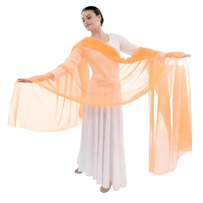 Danzcue Praise Dance Chiffon Solid Color Dance Scarf - color: Orange