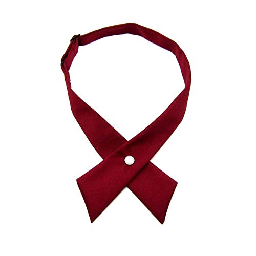 Tie for Men Women Adjustable Criss-Cross Bowtie School Uniform Pre Tied Bows for Girls Neck Tie Accessories bowtie03 - color: Burgundy