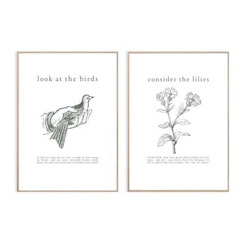 ZKFANKE set of 2 Scripture Prints Farmhouse Christian Print 16x24 Inch Unframed Scripture Wall Art for Living Room Bedroom and Office with Vintage Nature Style and Farmhouse Christian Details - color: ViewArt-10 UnFramed, size: 24"L x 16"W
