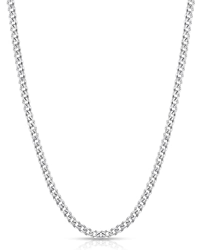 Fiusem 3.5mm Cuban Link Chains for Men Women, Stainless Steel Necklace - size: 26 inches, style: a.3.5mm width-steel