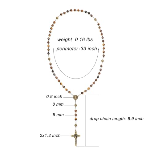KOMI 8mm Natural Stone Beads Rosary Necklace Rosarios Catolicos Para Mujer Catholic Rosary Beads for Women Christian Gifts - style: Rosary-4