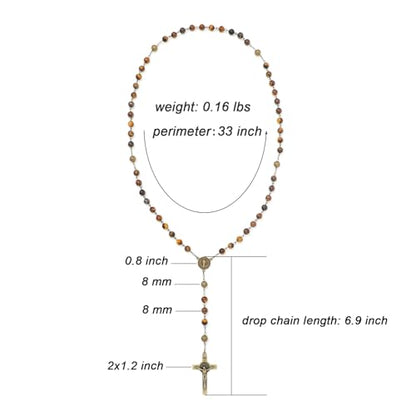 KOMI 8mm Natural Stone Beads Rosary Necklace Rosarios Catolicos Para Mujer Catholic Rosary Beads for Women Christian Gifts - style: Rosary-4