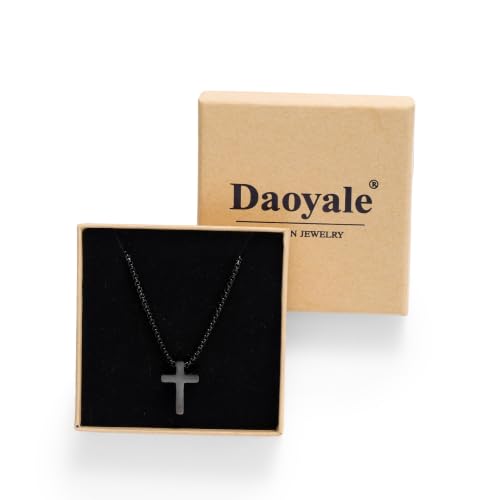 Stainless Steel Cross Necklace for Teen Boys Kids Gifts 16-20 Inch - color: Black, size: 18Inch