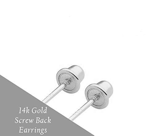 Little Solid Gold 14k Screw Back Cross Stud Earrings - color: White Gold