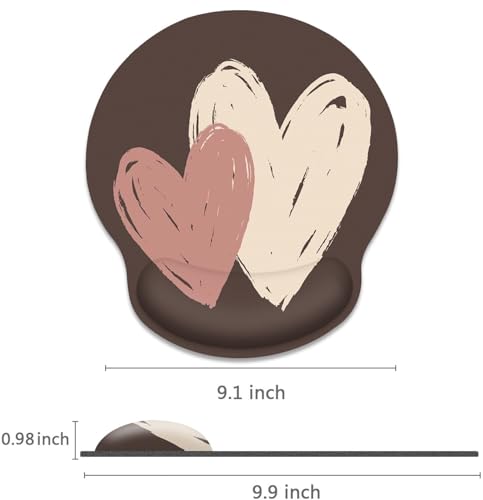 Britimes Ergonomic Mouse Pad with Wrist Support, Brown Heart Pattern - color: Brown Heart Pattern