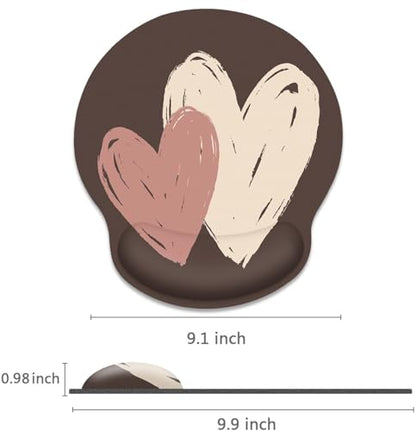 Britimes Ergonomic Mouse Pad with Wrist Support, Brown Heart Pattern - color: Brown Heart Pattern